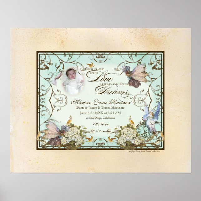Personalized Baby Girl - Enchanted Faerie Princess Poster (Front)