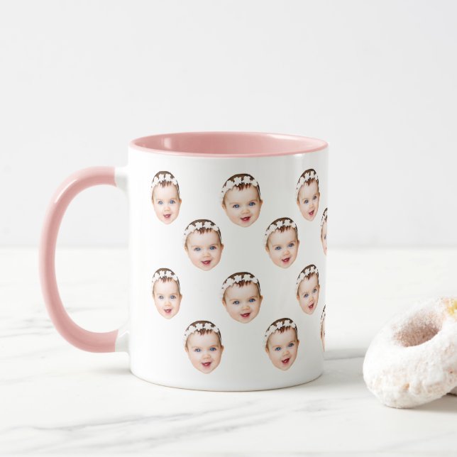 Personalized Baby Girl Face Photo Mug (With Donut)
