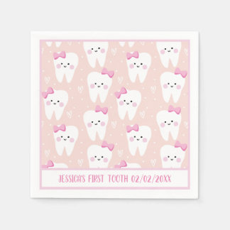 Personalized Baby Girl First Tooth Paper Napkin