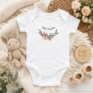 Personalized Baby Girl Name Delicate Boho Floral Bodysuit