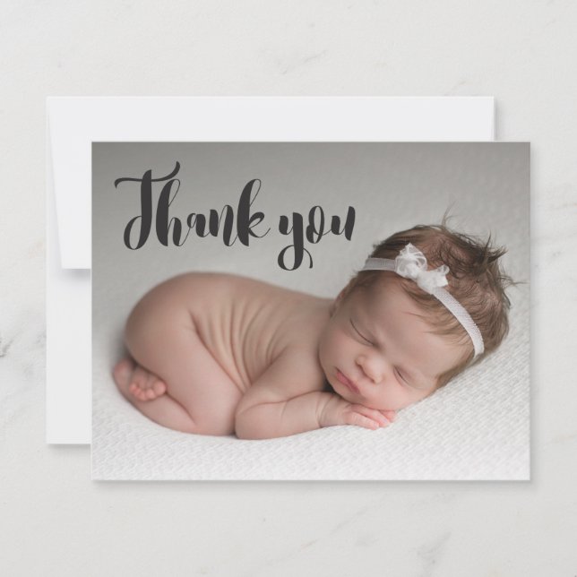 Personalized Baby Girl Photo Thank you Baptism Card (Front)