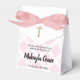 Personalized Baby Girl Pink Baptism thank you Favor Box