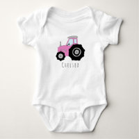 Personalized Baby Girl Pink Farm Tractor with Name