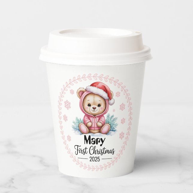 Personalized Baby Girl’s First Christmas Cups – Ed (Front)