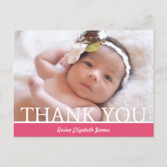 Personalized Baby Girl Thank You Card - 4.25 x 5.6 (Front)