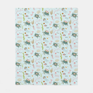 Personalized Baby Girl Turtle | 50x60 Fleece Blanket
