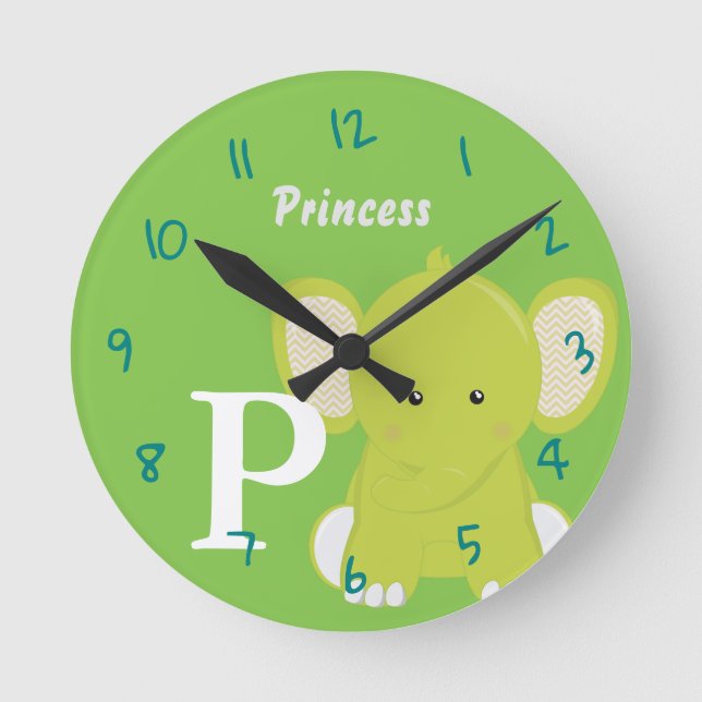 Personalized Baby Green Round Clock (Front)