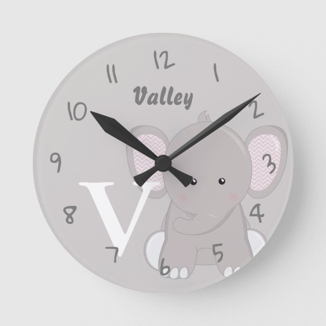 Personalized Baby grey  Round Clock (Front)
