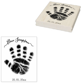 Personalized Baby Hand Stamp, Newborn Rubber Stamp