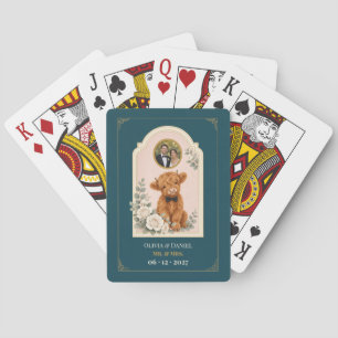 Personalized Baby Highland Cow Wedding Favour Phot Playing Cards