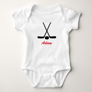Personalized Baby Hockey Sticks Puck Team Sports Bodysuit
