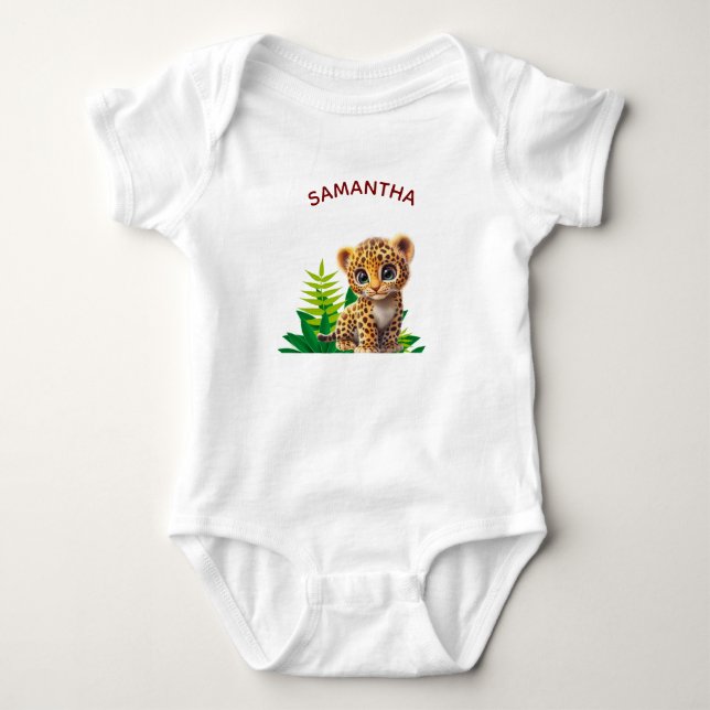 Personalized Baby Leopard Bodysuit Jungle Gift (Front)