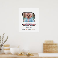 Personalized Baby Letter R With Border Poster