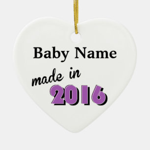 Personalized Baby Made In 2016 Purple Ceramic Ornament
