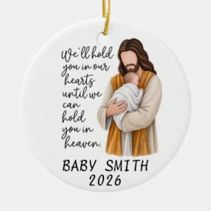 Personalized Baby Memorial Jesus in Heaven Ceramic Ornament