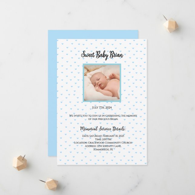 Personalized Baby Memorial Service Invitations (Front/Back In Situ)