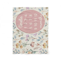 Personalized Baby Milestone Blanket Girl Floral 