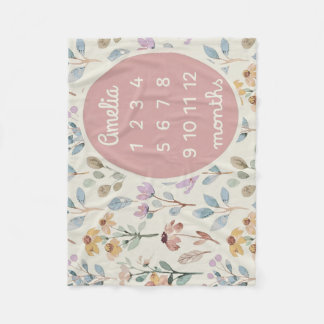 Personalized Baby Milestone Blanket Girl Floral 