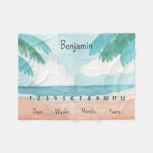 Personalized Baby Milestone Fleece Blanket