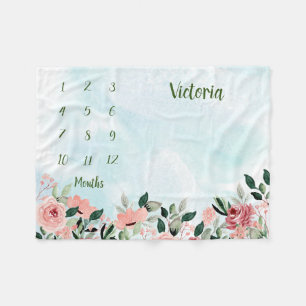 Personalized Baby Milestone Fleece Blanket
