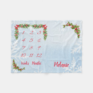 Personalized Baby Milestone Fleece Blanket