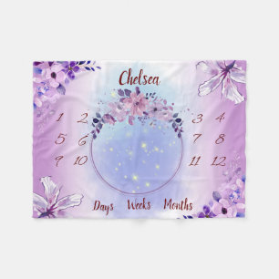 Personalized Baby Milestone Fleece Blanket