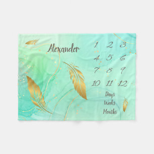Personalized Baby Milestone Fleece Blanket