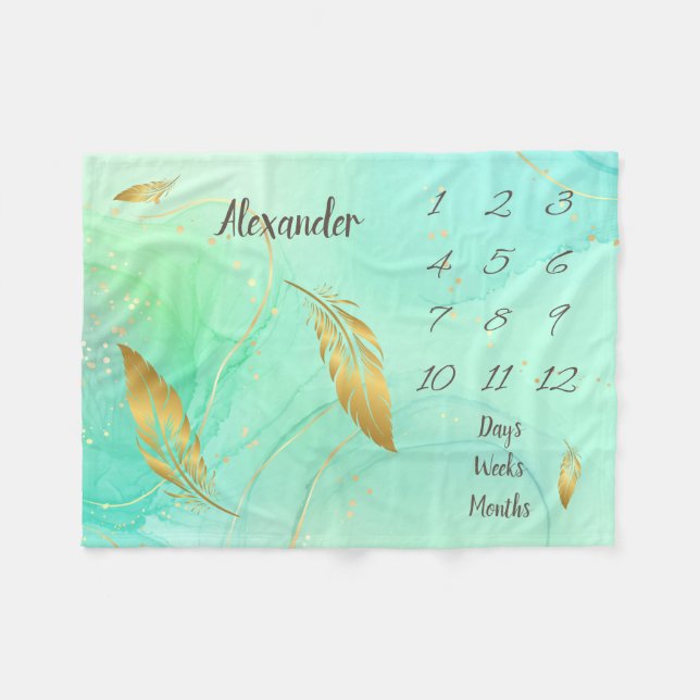 Personalized Baby Milestone Fleece Blanket (Front (Horizontal))