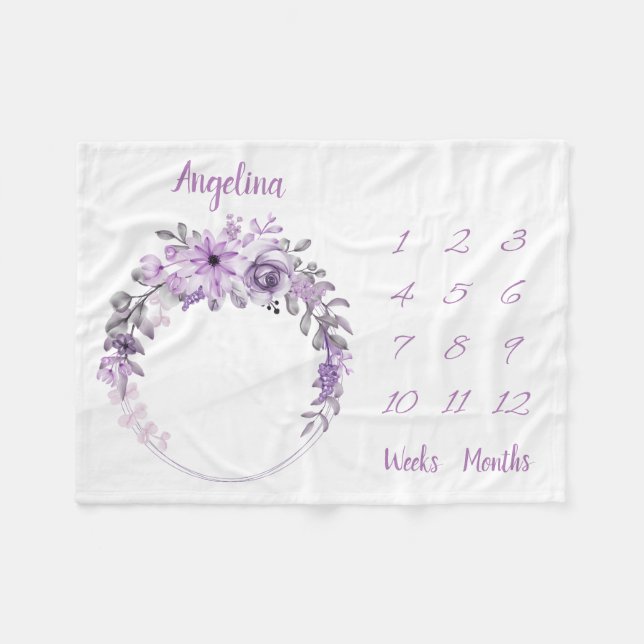 Personalized Baby Milestone Fleece Blanket (Front (Horizontal))