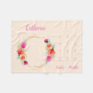 Personalized Baby Milestone Fleece Blanket