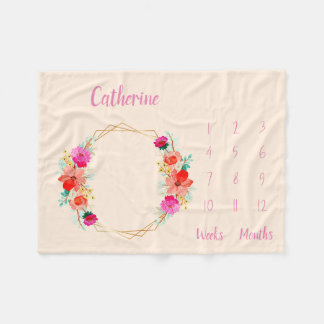 Personalized Baby Milestone Fleece Blanket