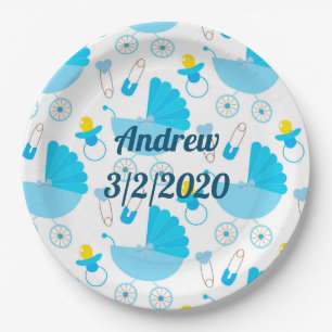 Personalized Baby Name and Birth Date Paper Plate