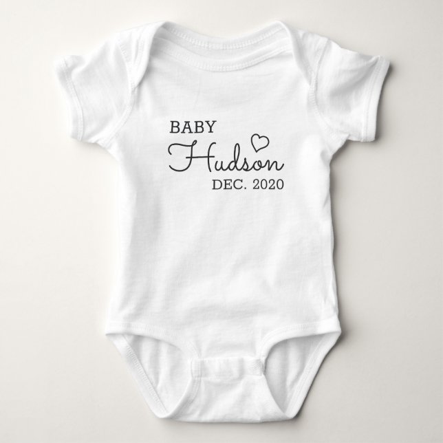Personalized Baby Name Announcement Bodysuit (Front)