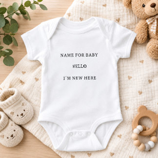 Personalized Baby Name Hello I'm New Here Bodysuit