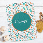 Personalized Baby Name Music Notes & Clefs Baby Blanket<br><div class="desc">Cute and colourful baby blanket with a background of music notes,  clefs,  and floral elements. Customize with your preferred name or text. Fun baby gift idea for a musician,  music teacher,  or band director!</div>