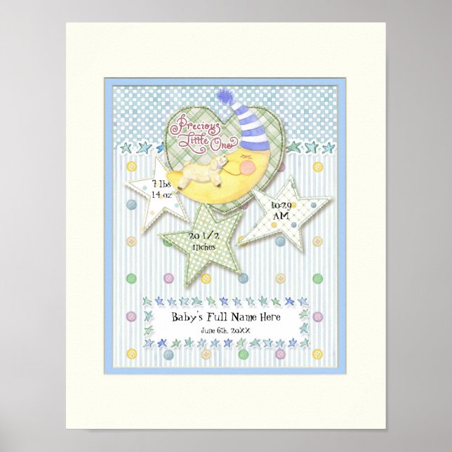 Personalized Baby Name Wall Nursery Art for Boy Poster (Front)