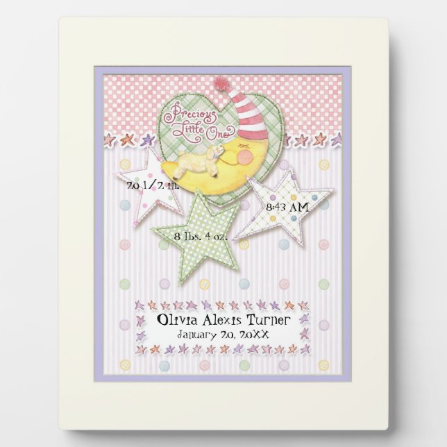 Personalized Baby Name Wall Nursery Art for Girl Plaque (Front)