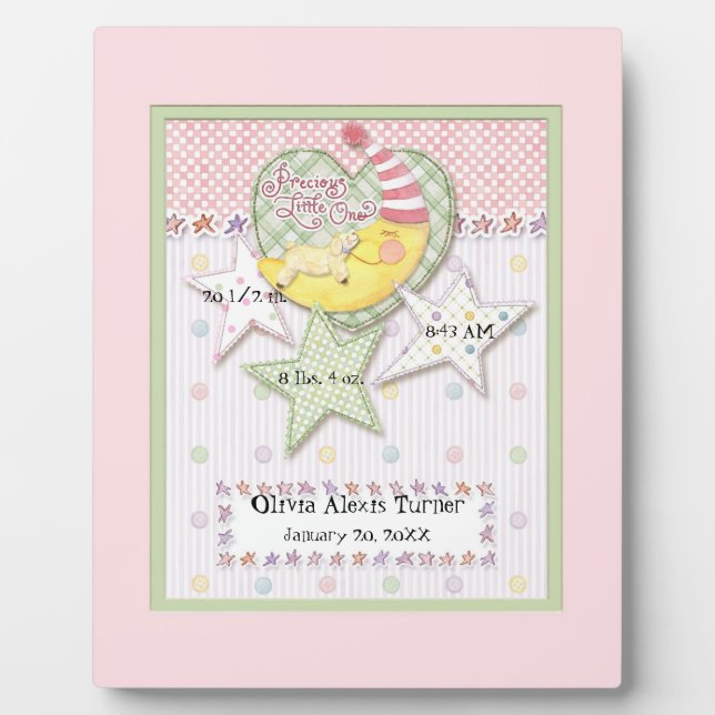 Personalized Baby Name Wall Nursery Art for Girl Plaque (Front)