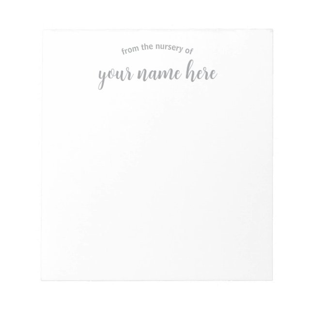 Personalized Baby Nursery Notepad (Front)