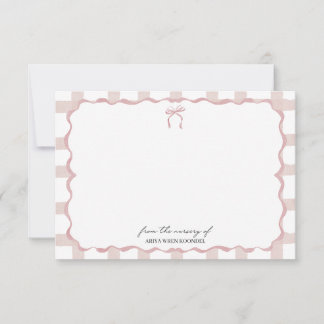Personalized Baby Nursery Pink Border Notecard