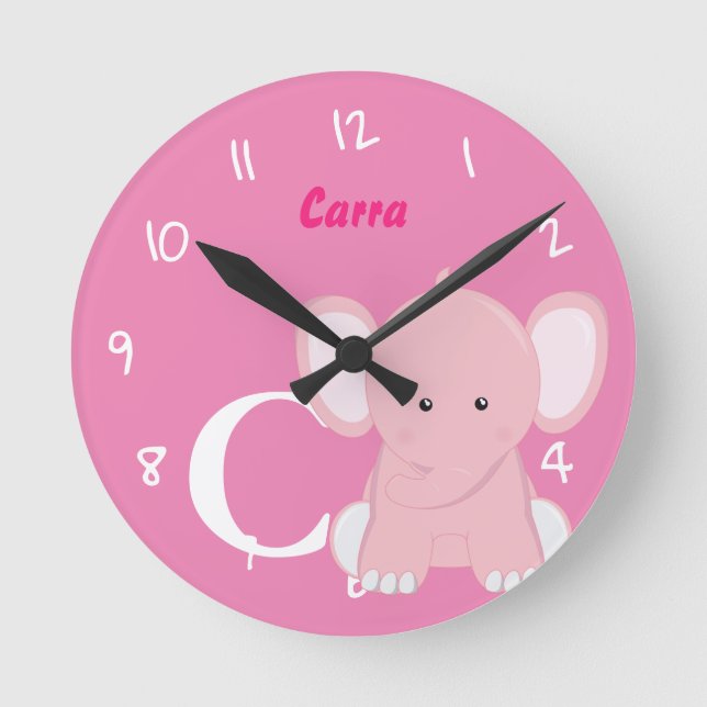 Personalized Baby Pastel Pink Round Clock (Front)