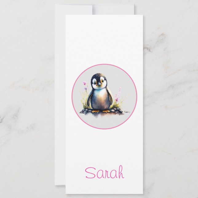 Personalized Baby Penguin Bookmark (Front)