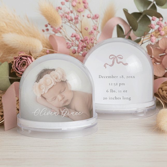 Personalized Baby Photo & Birth Stats Snowglobe (Creator Uploaded)