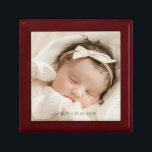 Personalized Baby Photo Birth Wood Keepsake Box<br><div class="desc">A sweet personalized new baby photo with name and date of birth,  wood lacquered keepsake box. Replace this photo with your own favourite photo of any kind. New baby,  wedding,  graduation,  etc.</div>