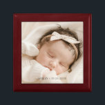Personalized Baby Photo Birth Wood Keepsake Box<br><div class="desc">A sweet personalized new baby photo with name and date of birth,  wood lacquered keepsake box. Replace this photo with your own favourite photo of any kind. New baby,  wedding,  graduation,  etc.</div>