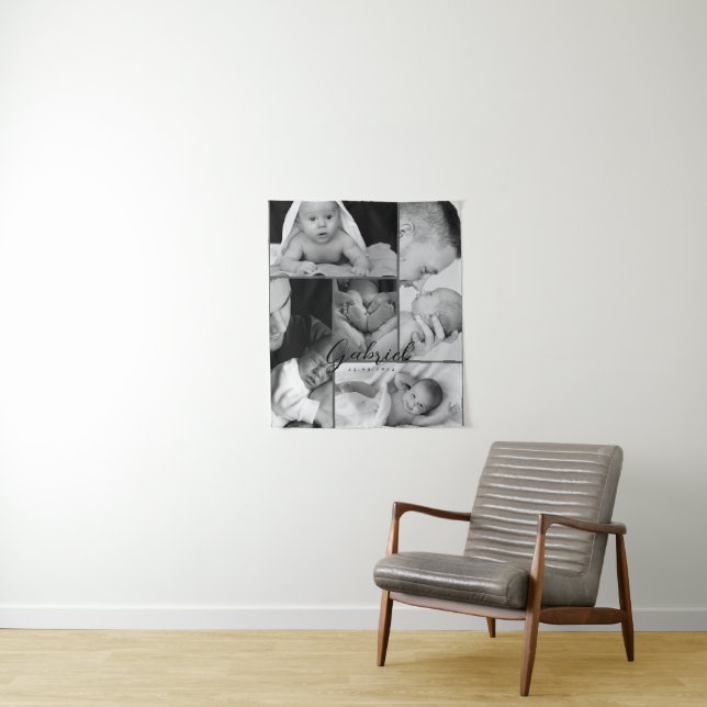 Personalized Baby Photo Blanket Collage Tapestry (In Situ)