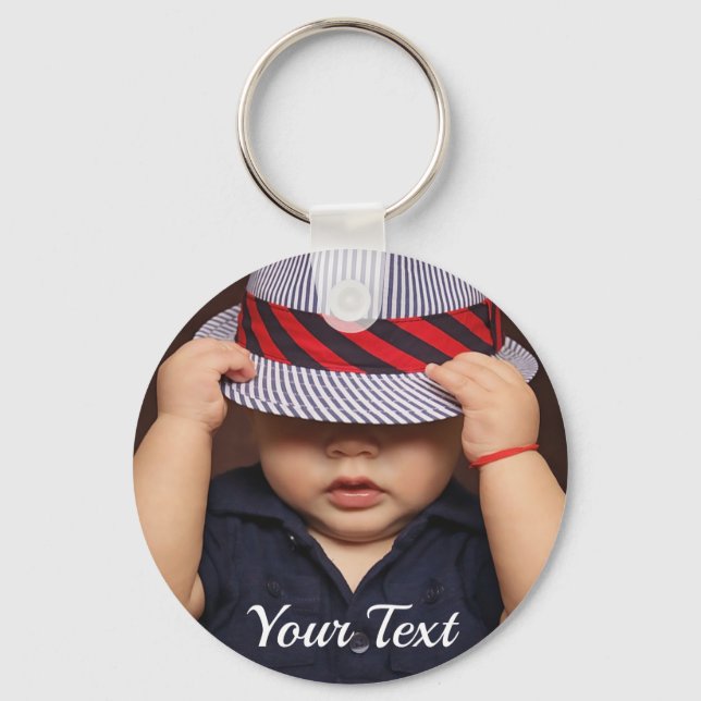 Personalized Baby Photo Button Keychain (Front)