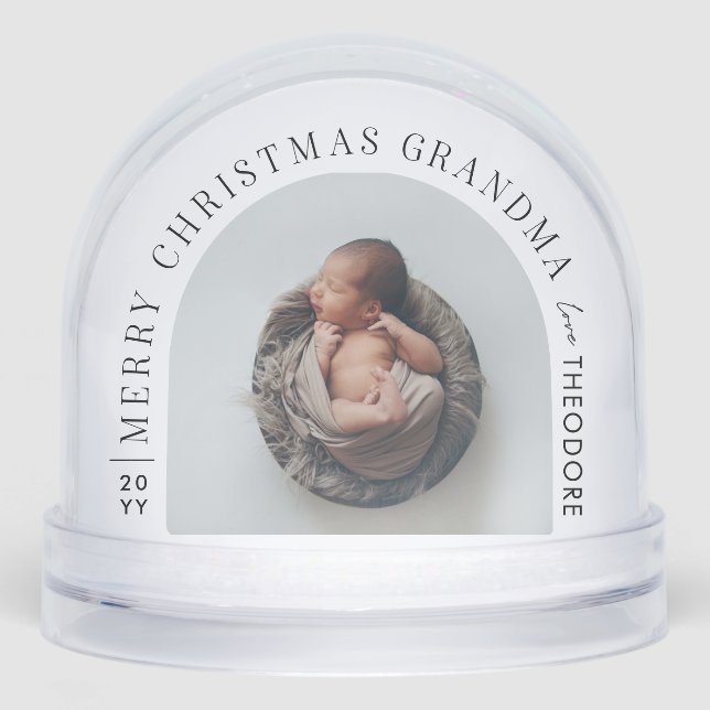 Personalized Baby Photo Christmas grandma Snowglobe (Front)