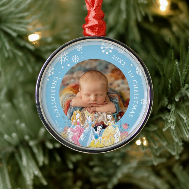 Personalized Baby Photo Disney Princess Metal Ornament (Tree)