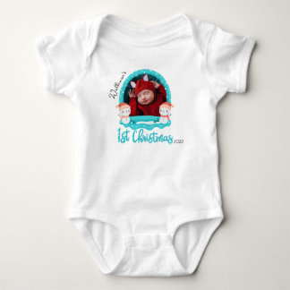 Personalized Baby photo First Christmas, 1st Xmas Bodysuit